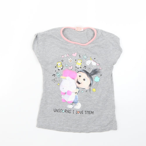 univeral studios Girls Grey Geometric  Top Pyjama Top Size 7-8 Years