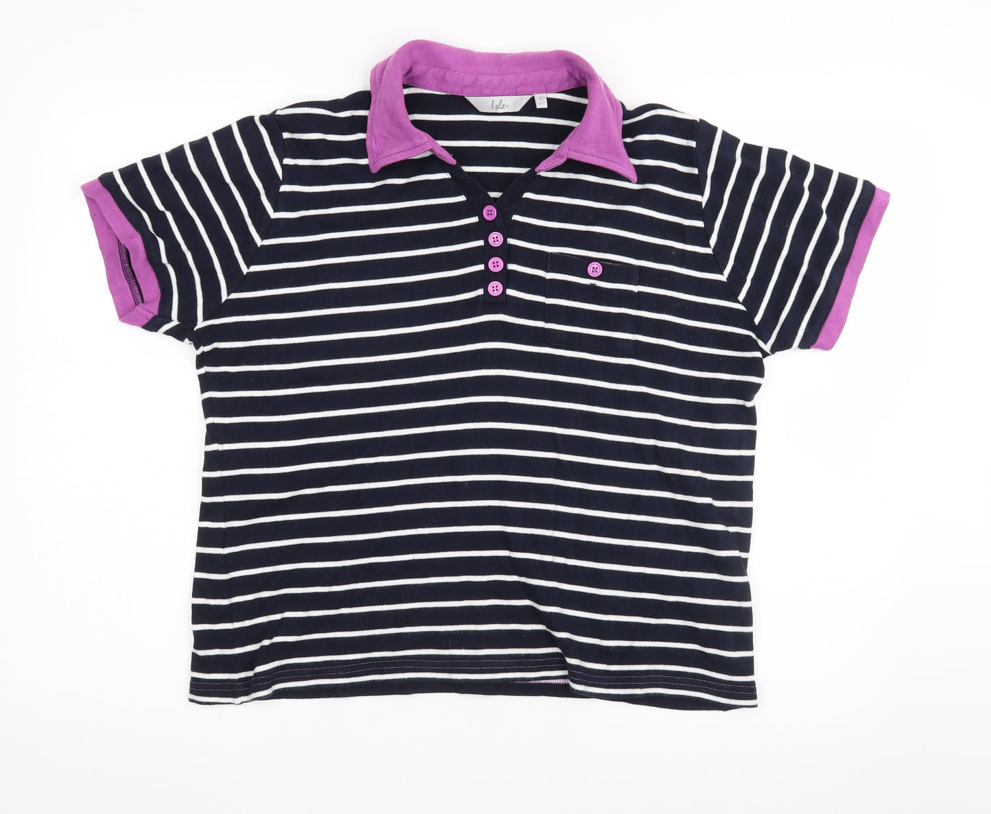 Isle Womens Multicoloured Striped  Basic Polo Size L