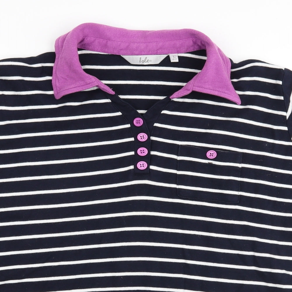 Isle Womens Multicoloured Striped  Basic Polo Size L