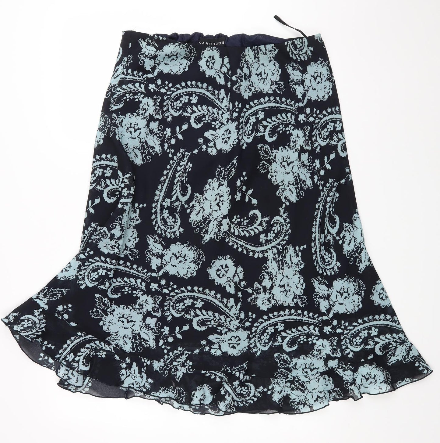 Wardrobe Womens Blue Floral  Swing Skirt Size 16