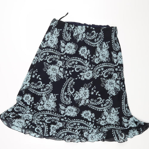 Wardrobe Womens Blue Floral  Swing Skirt Size 16