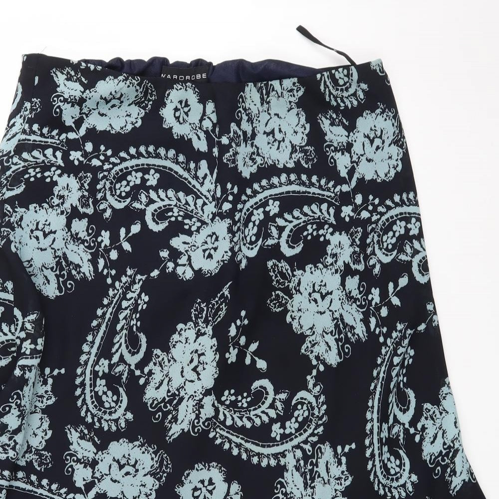 Wardrobe Womens Blue Floral  Swing Skirt Size 16