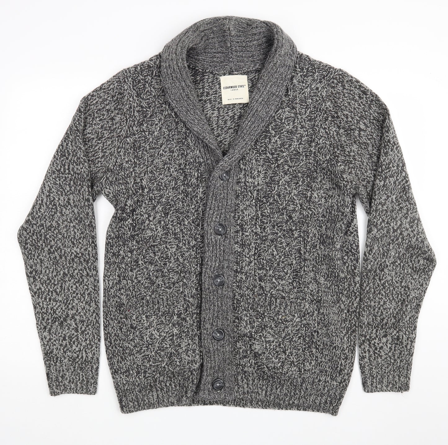 Cedar Wood State Mens Grey   Cardigan Jumper Size L