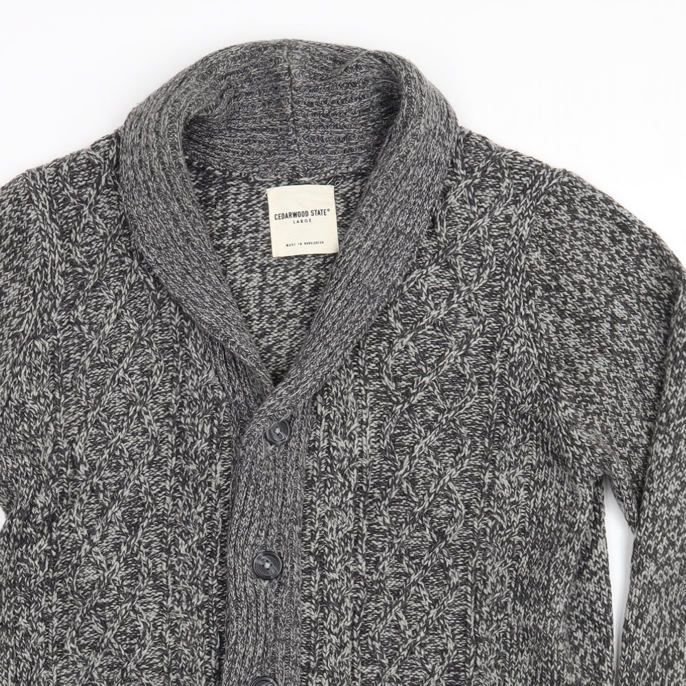 Cedar Wood State Mens Grey   Cardigan Jumper Size L