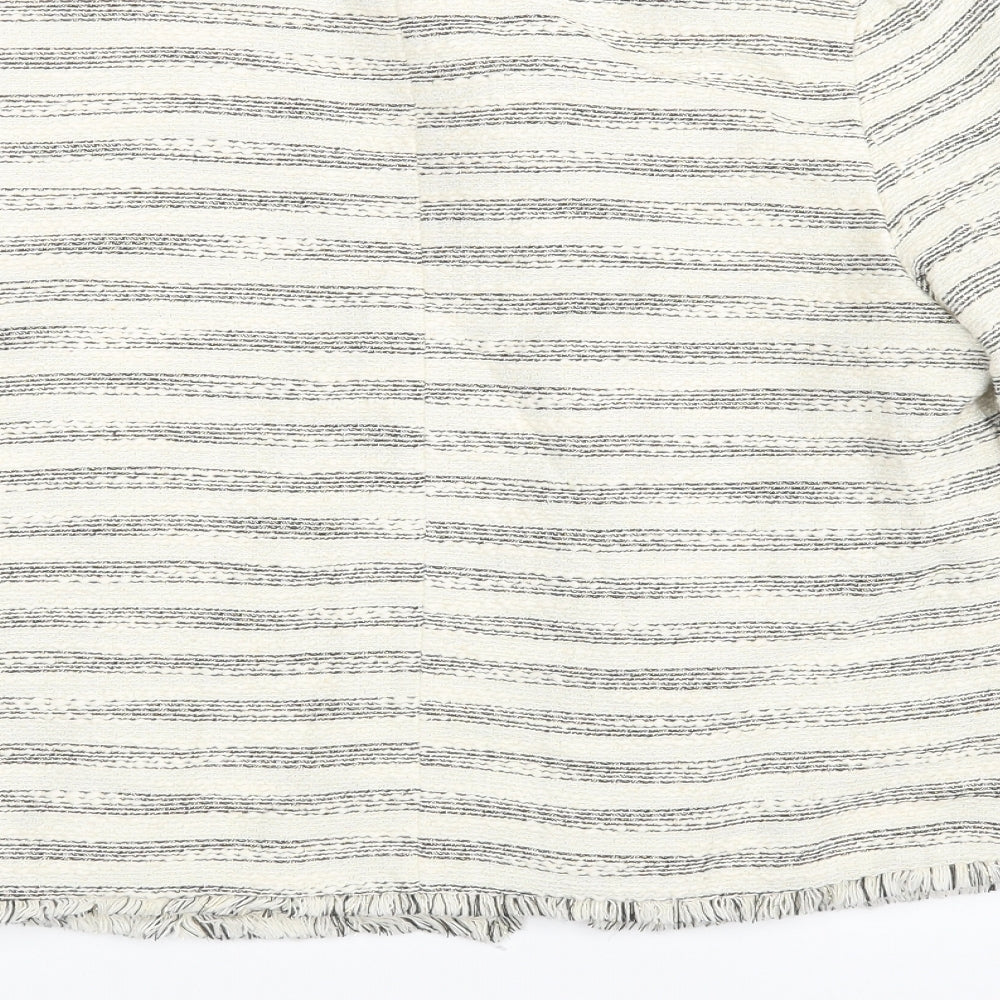 Matalan Womens White Striped  Jacket Coatigan Size 12