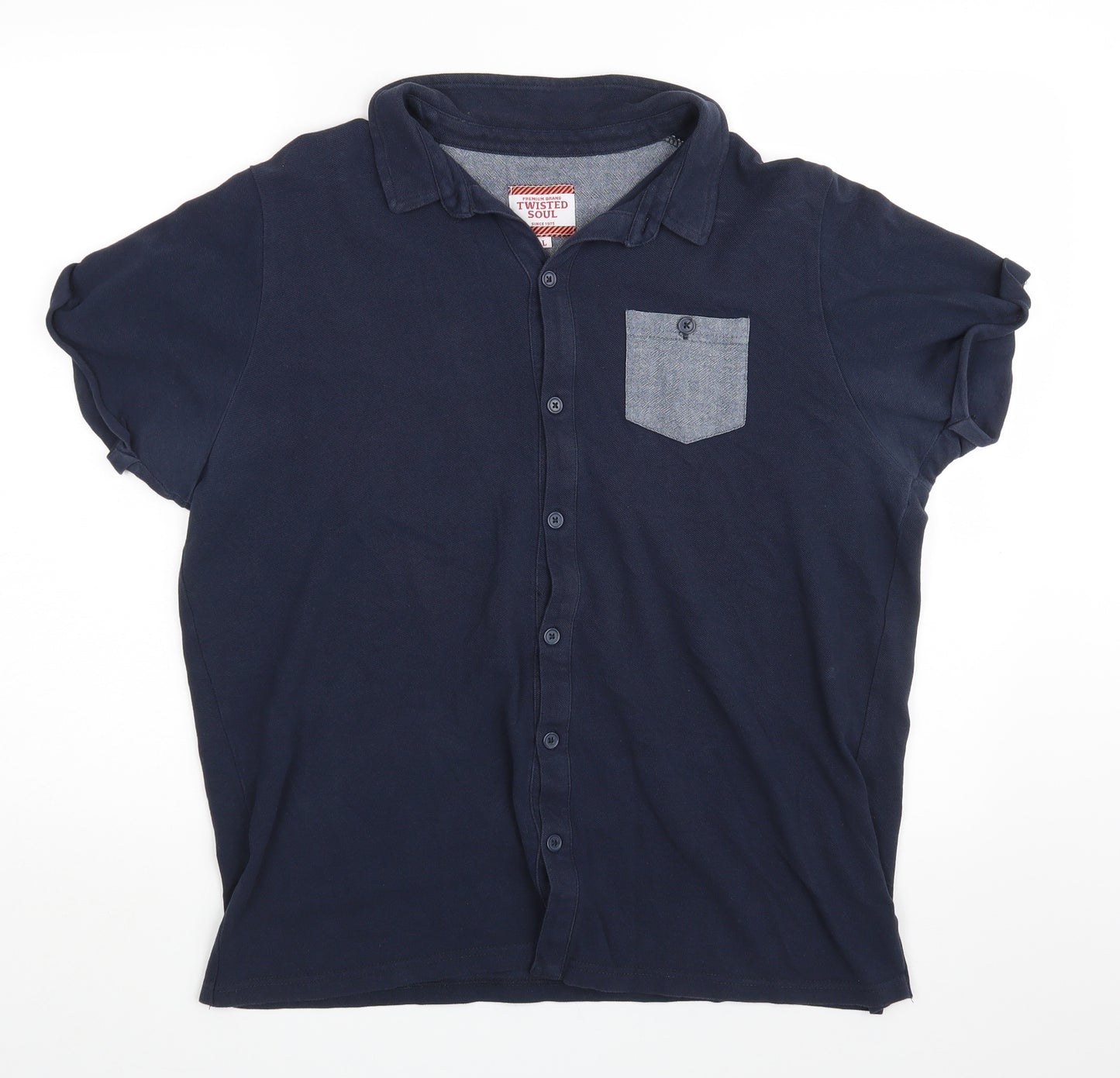 Twisted Soul Mens Blue Houndstooth   Polo Size L