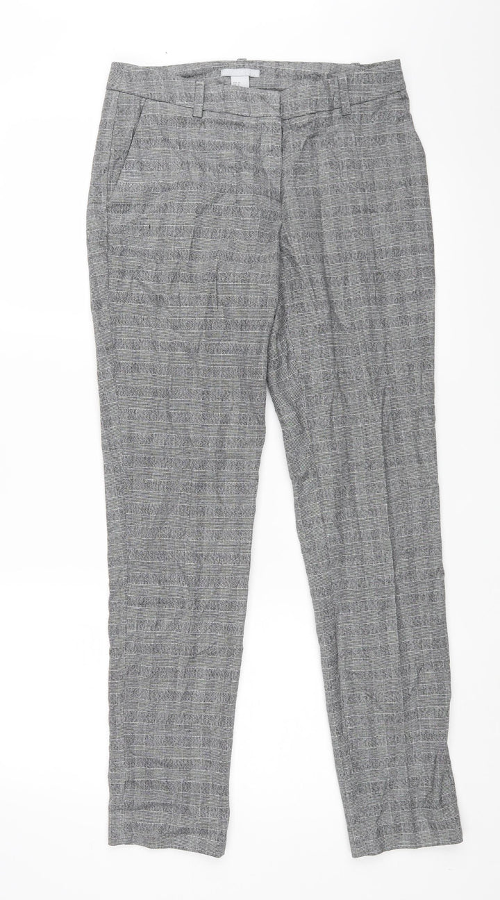 H&M Womens Black Check Sweatpants Trousers Size 34 L30 in