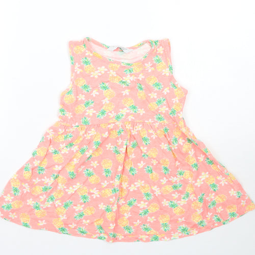 Primark Girls Orange Geometric  Basic T-Shirt Size 2-3 Years