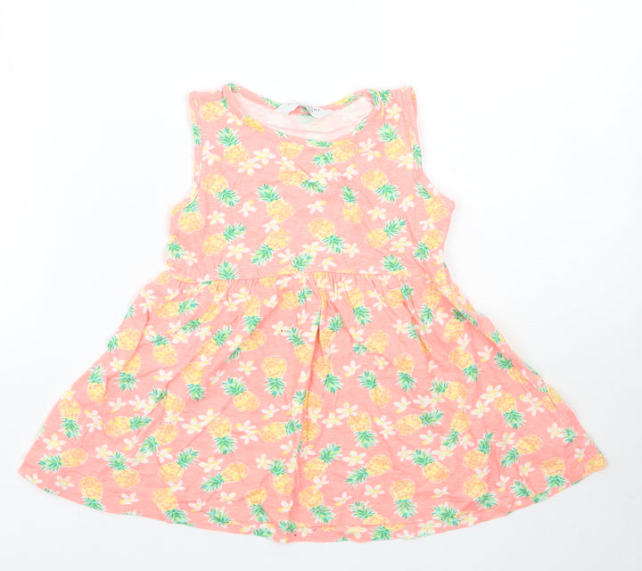 Primark Girls Orange Geometric  Basic T-Shirt Size 2-3 Years