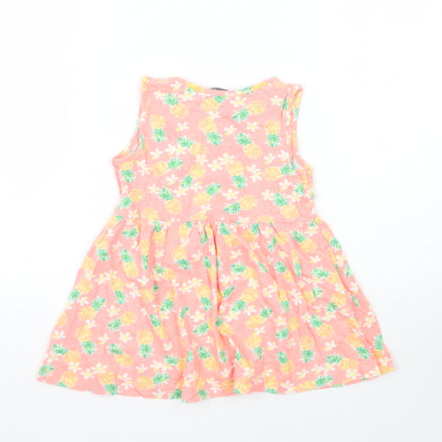 Primark Girls Orange Geometric  Basic T-Shirt Size 2-3 Years