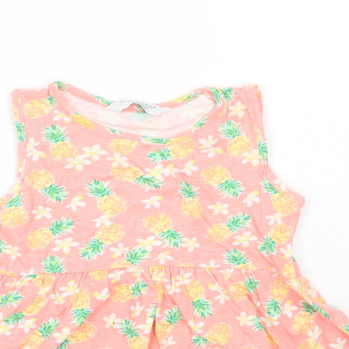 Primark Girls Orange Geometric  Basic T-Shirt Size 2-3 Years