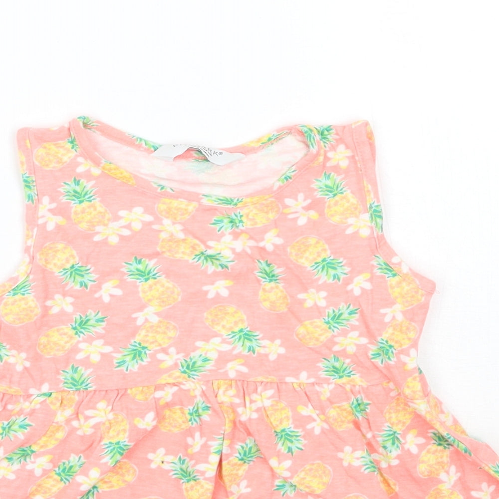 Primark Girls Orange Geometric  Basic T-Shirt Size 2-3 Years