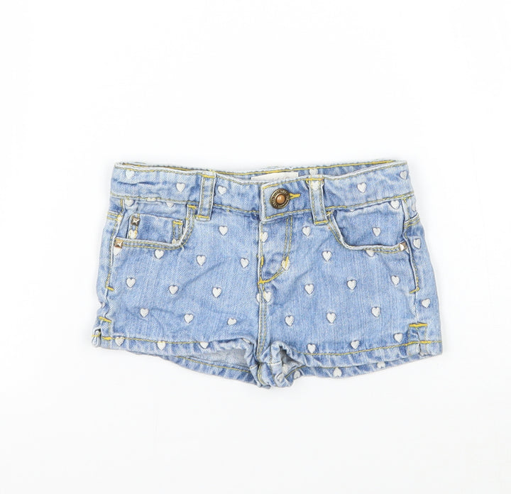 Zara Girls Blue Geometric  Cropped Jeans Size 9-12 Months