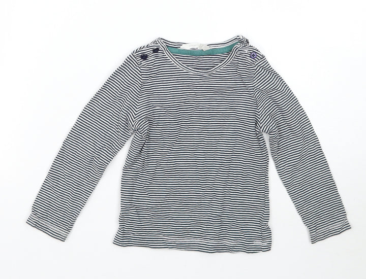 John Lewis Girls White Striped Basic T-Shirt Size 9-12 Months