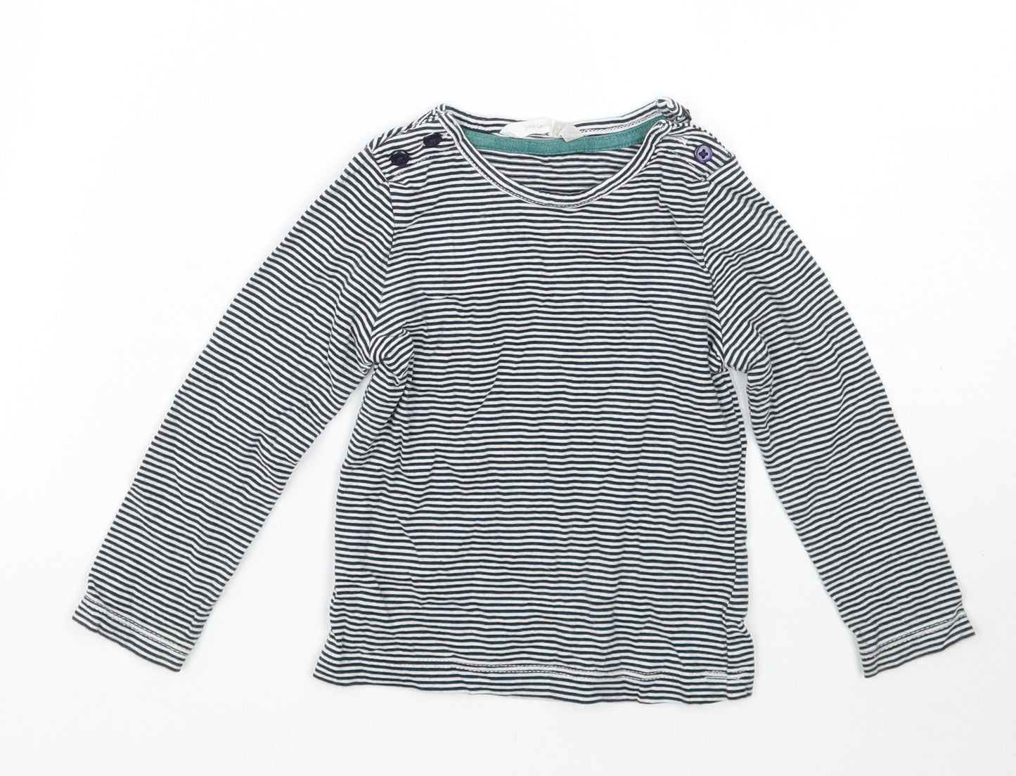 John Lewis Girls White Striped  Basic T-Shirt Size 9-12 Months