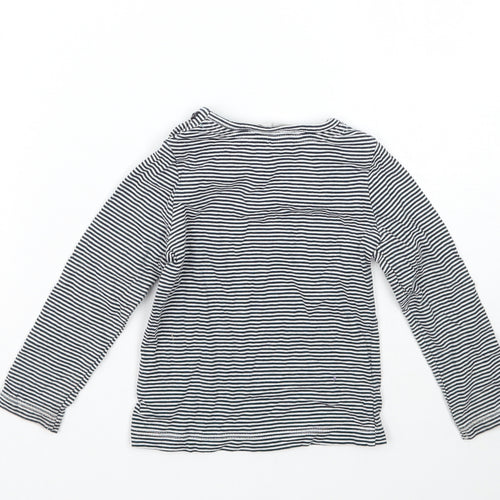 John Lewis Girls White Striped  Basic T-Shirt Size 9-12 Months