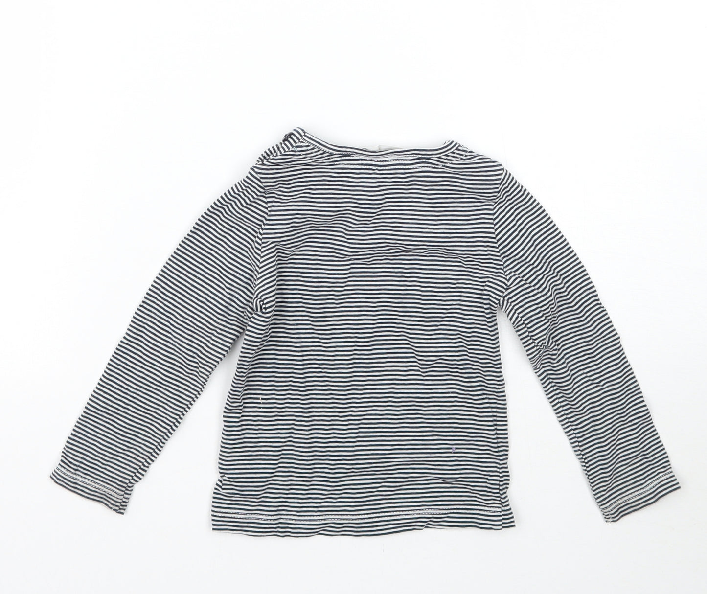 John Lewis Girls White Striped  Basic T-Shirt Size 9-12 Months