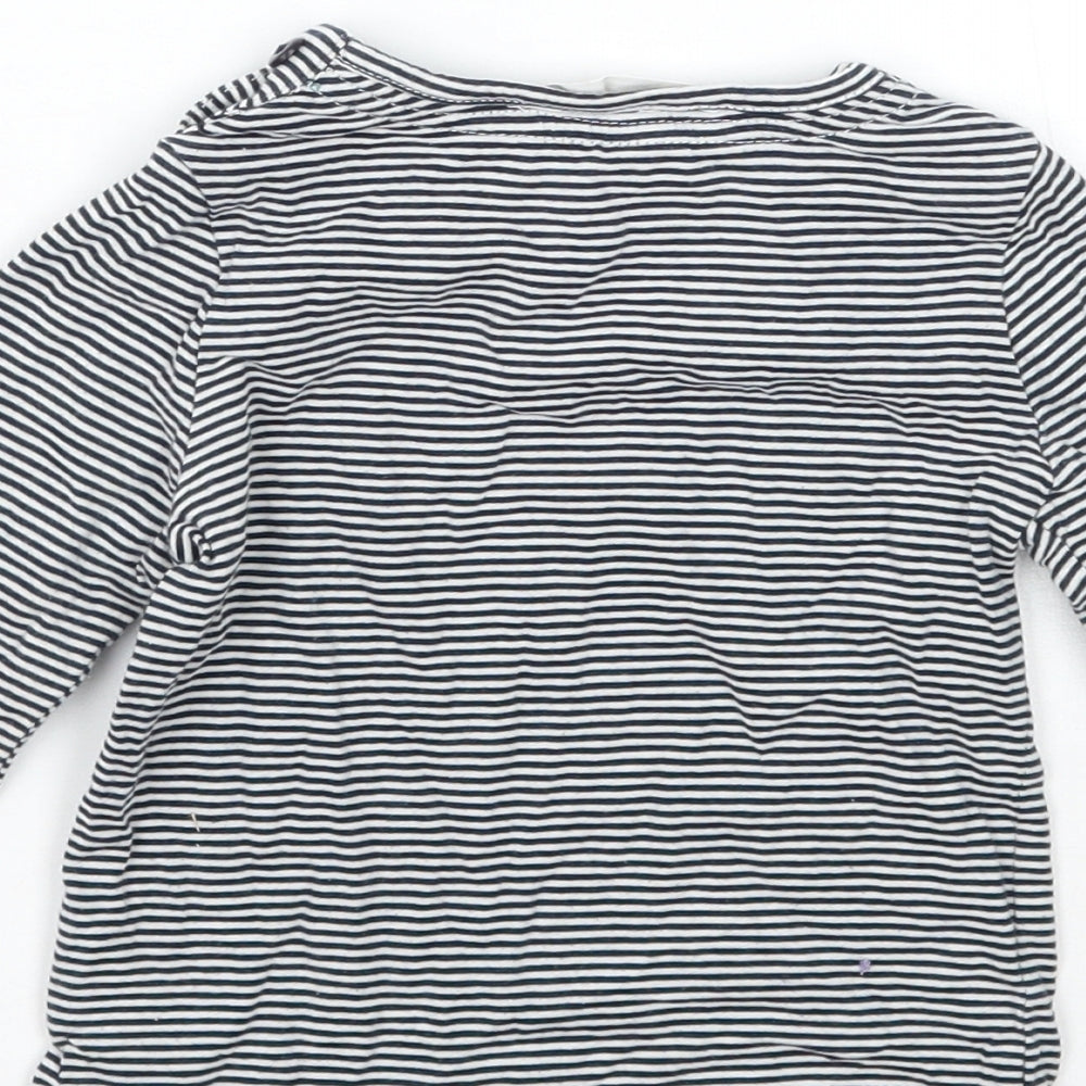 John Lewis Girls White Striped  Basic T-Shirt Size 9-12 Months