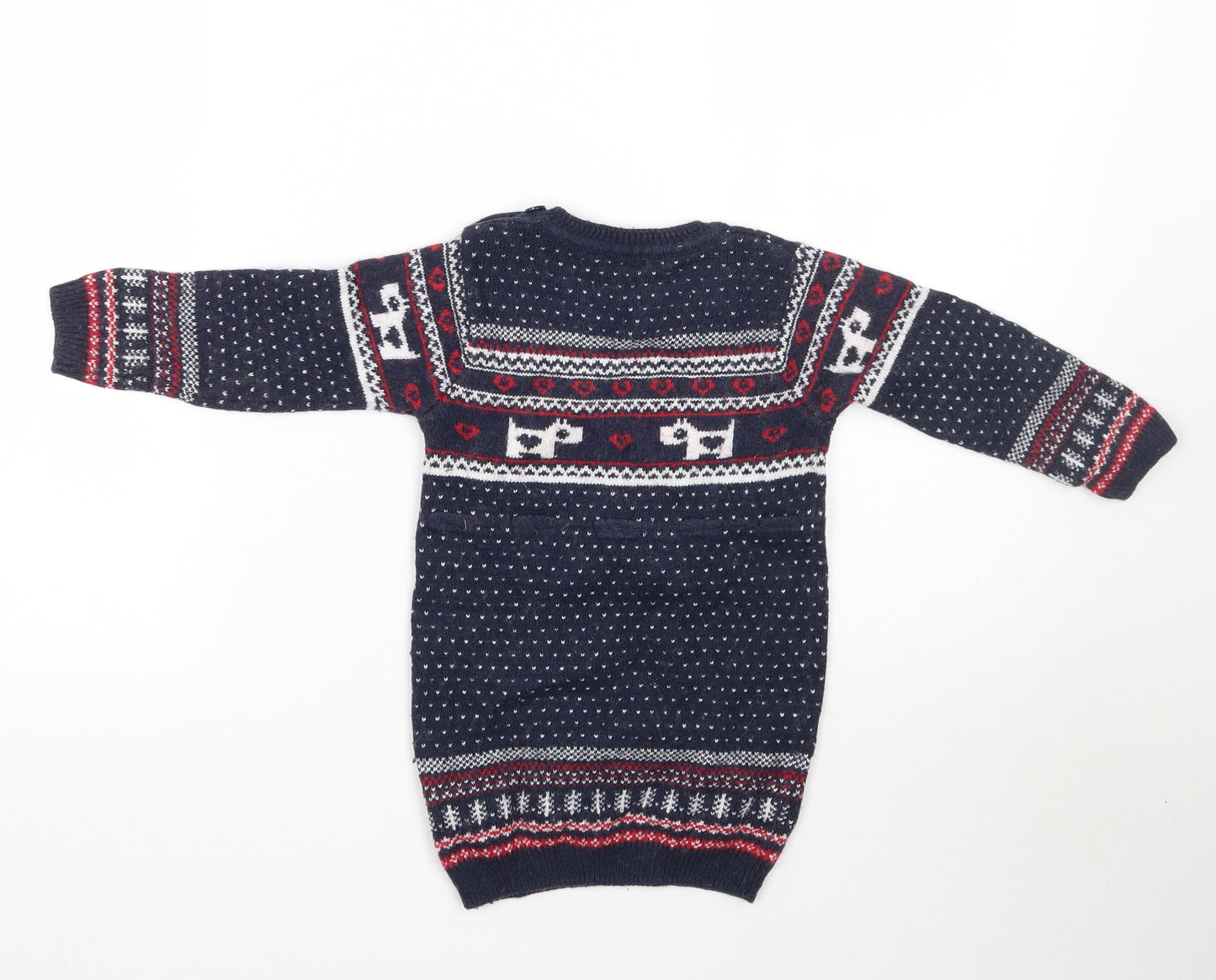 NEXT Girls Blue Fair Isle  Pullover Jumper Size 2 Years