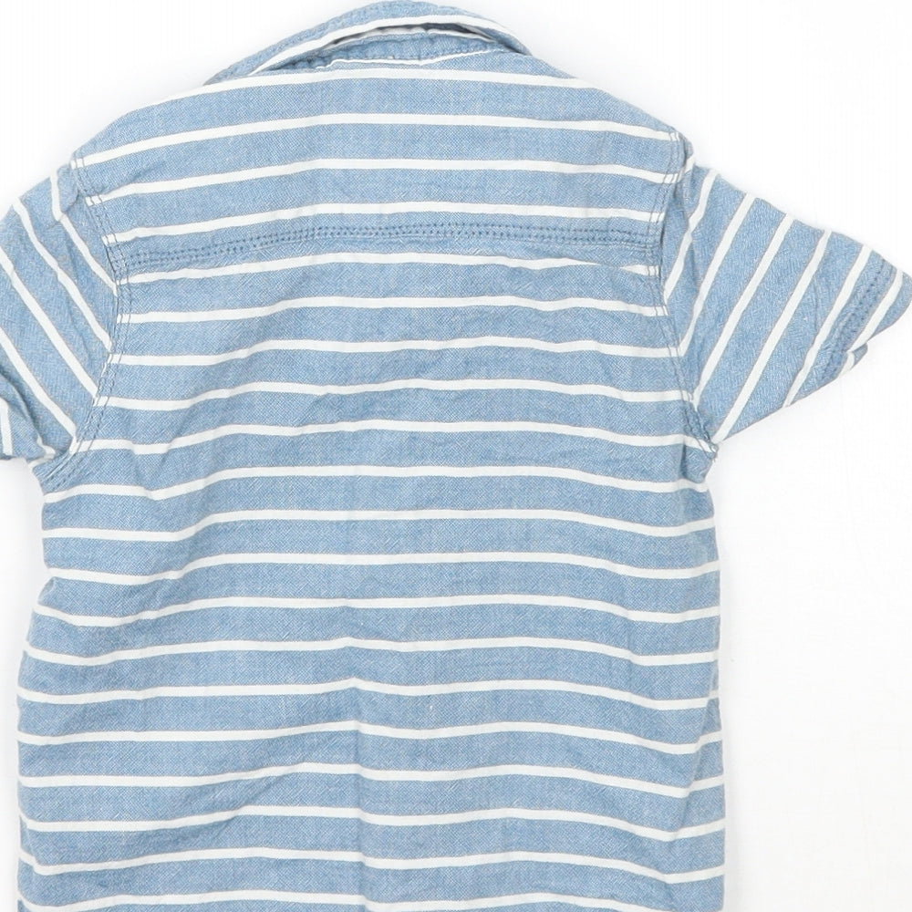 F&F Boys Blue Striped  Basic Button-Up Size 12-18 Months