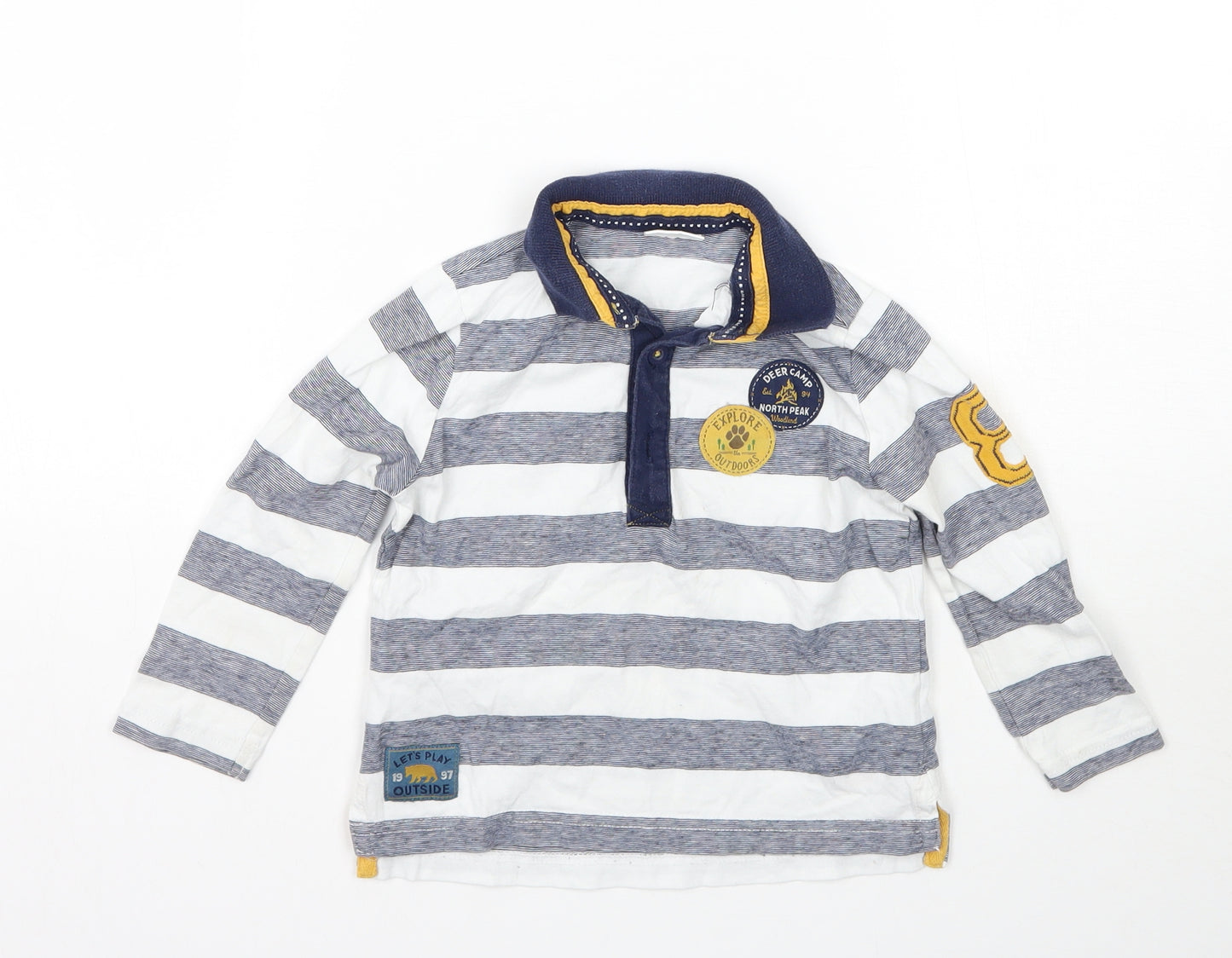 F&F Boys White Striped  Basic T-Shirt Size 18-24 Months