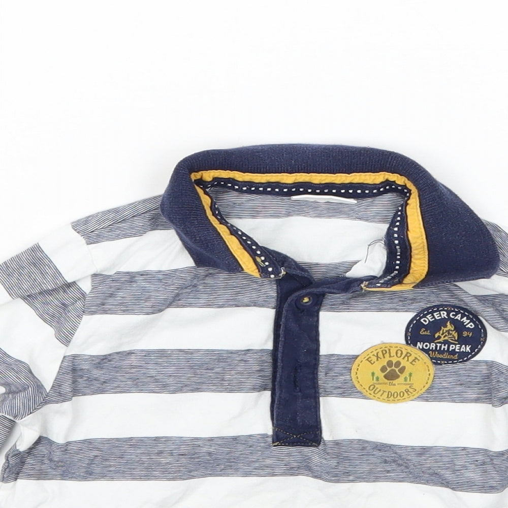 F&F Boys White Striped  Basic T-Shirt Size 18-24 Months