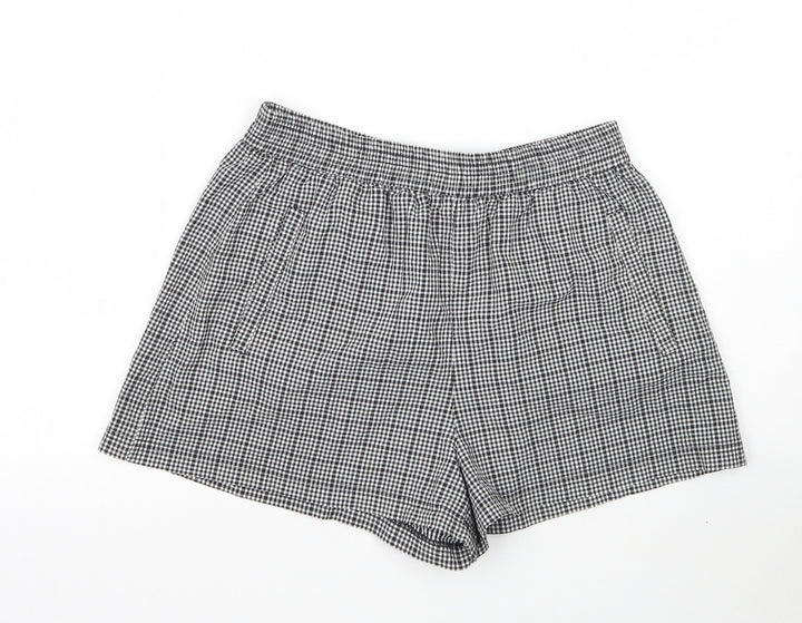 H&M Womens White Check Mom Shorts