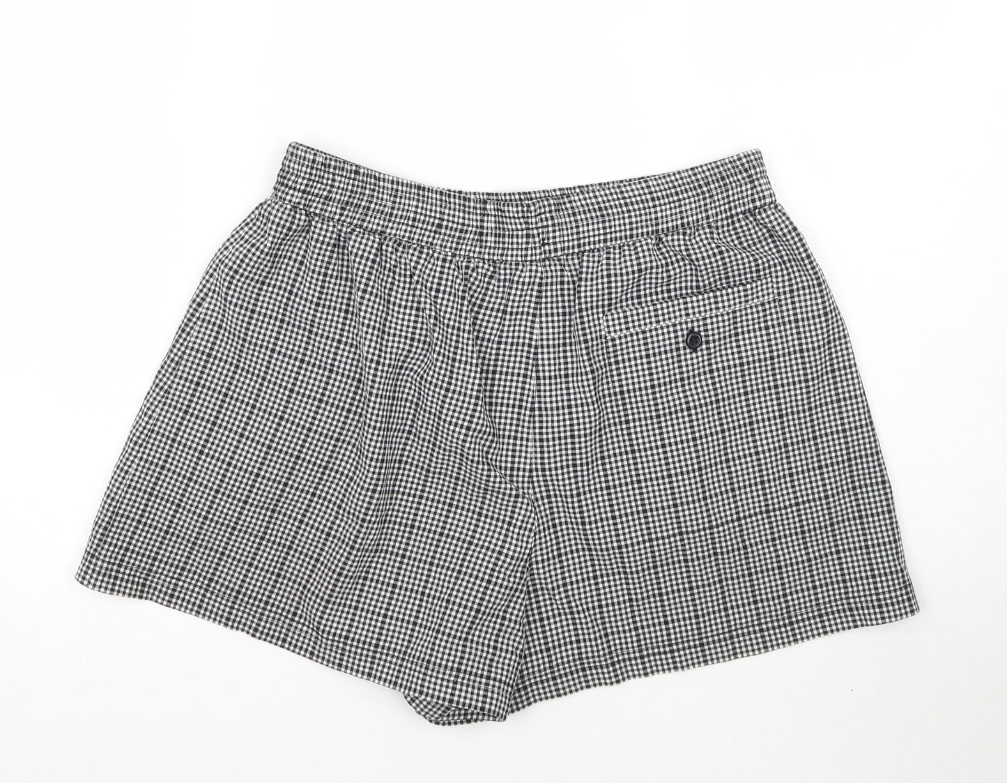 H&M Womens White Check  Mom Shorts