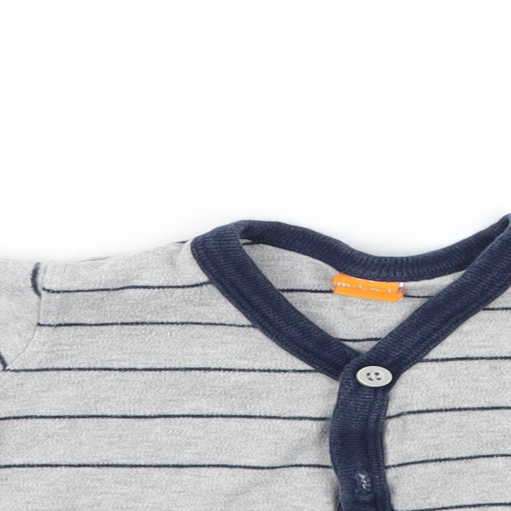 Mini mode Boys Grey Striped  Cardigan Jumper Size 6-9 Months