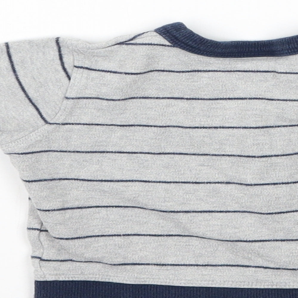 Mini mode Boys Grey Striped  Cardigan Jumper Size 6-9 Months