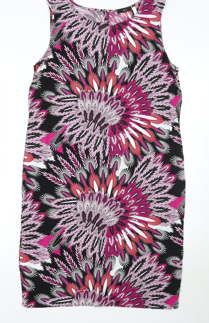 M&Co Womens Black Floral A-Line Size 12