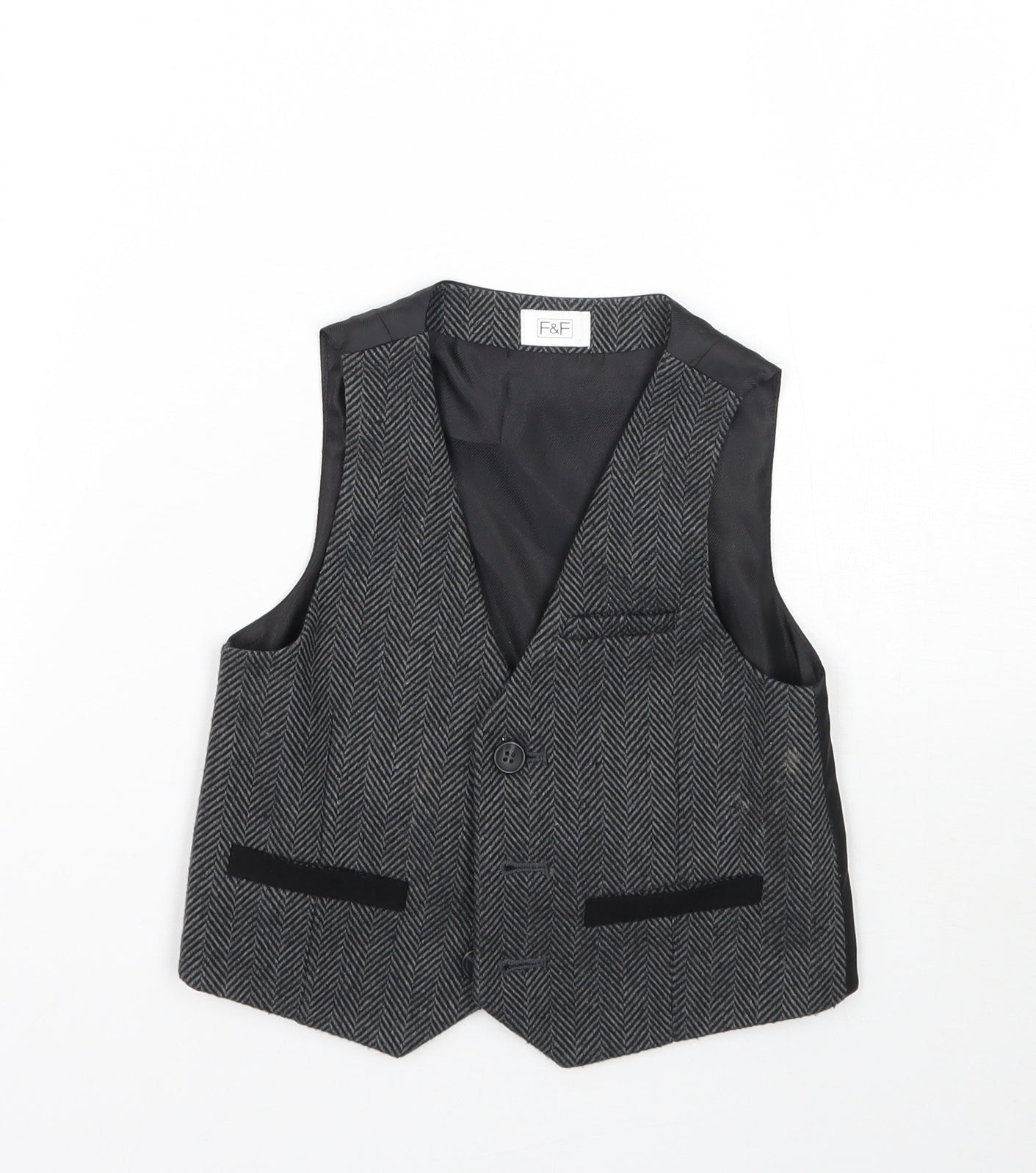 F&F Boys Grey Geometric  Jacket Waistcoat Size 18-24 Months