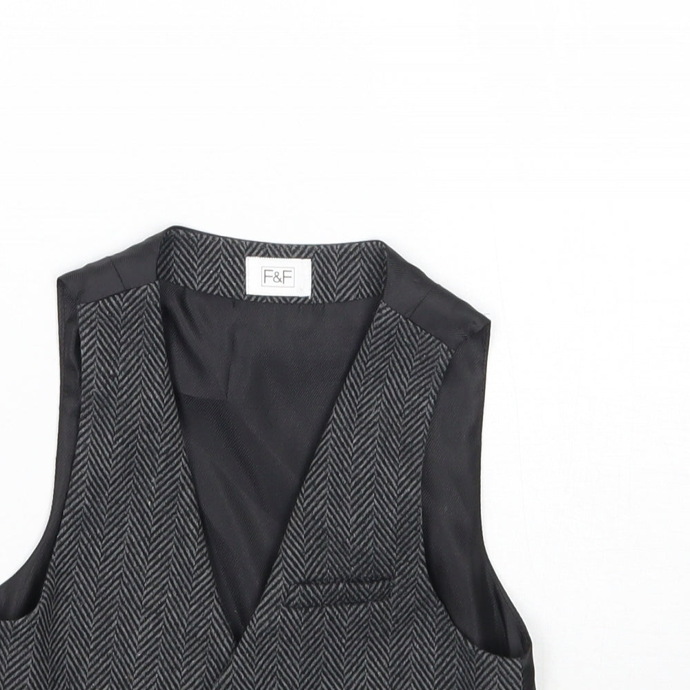 F&F Boys Grey Geometric  Jacket Waistcoat Size 18-24 Months