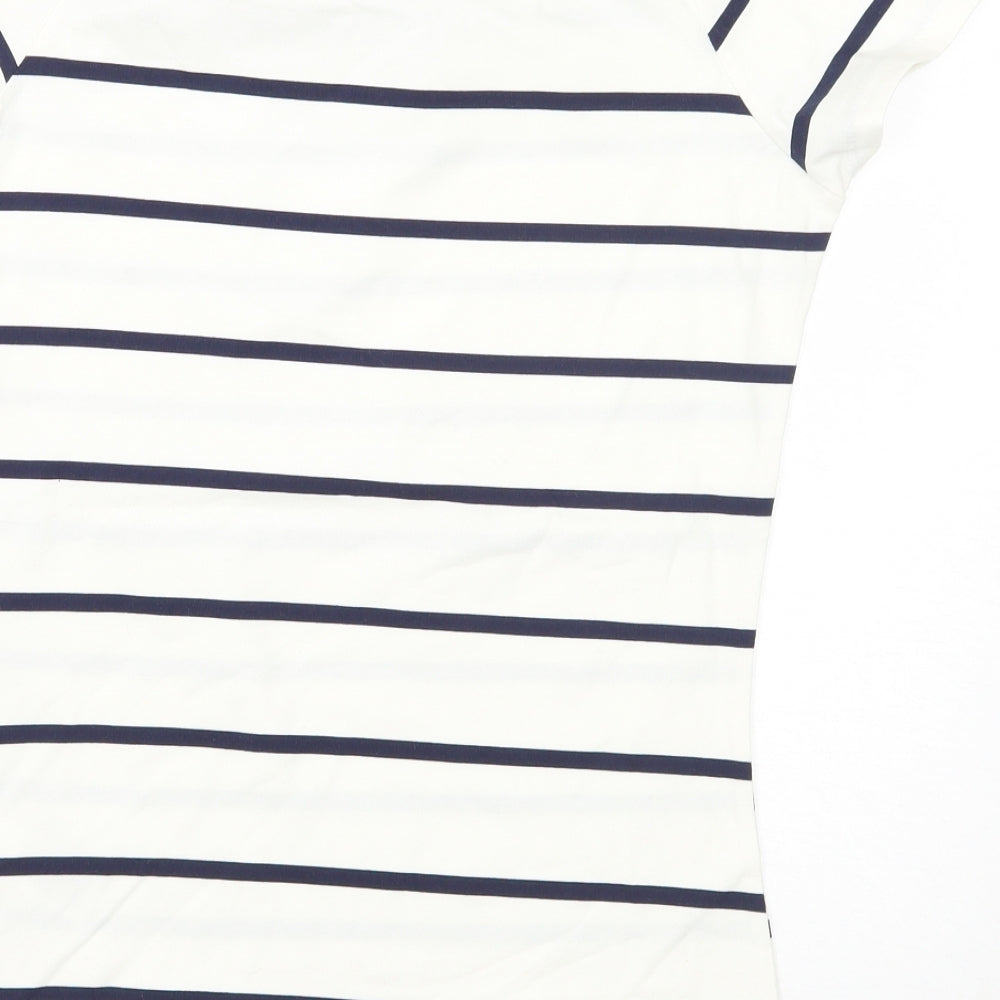 Dorothy Perkins Womens White Striped  Basic T-Shirt Size 10