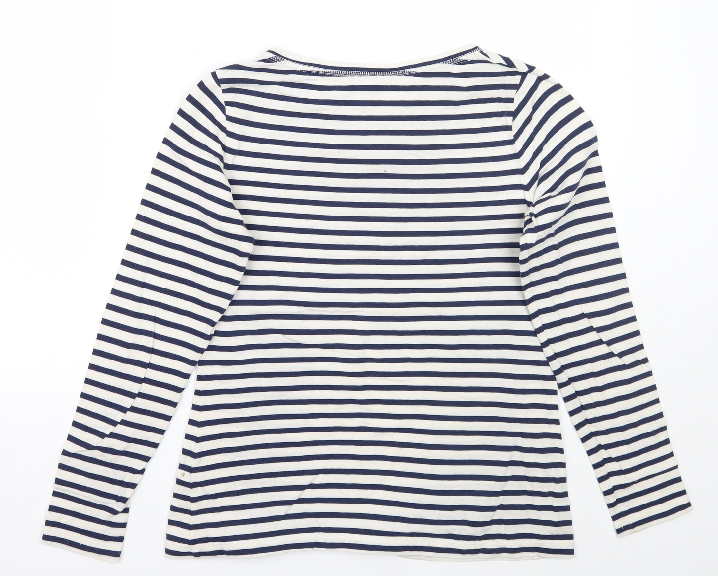 White Stuff Womens White Striped  Basic T-Shirt Size 10