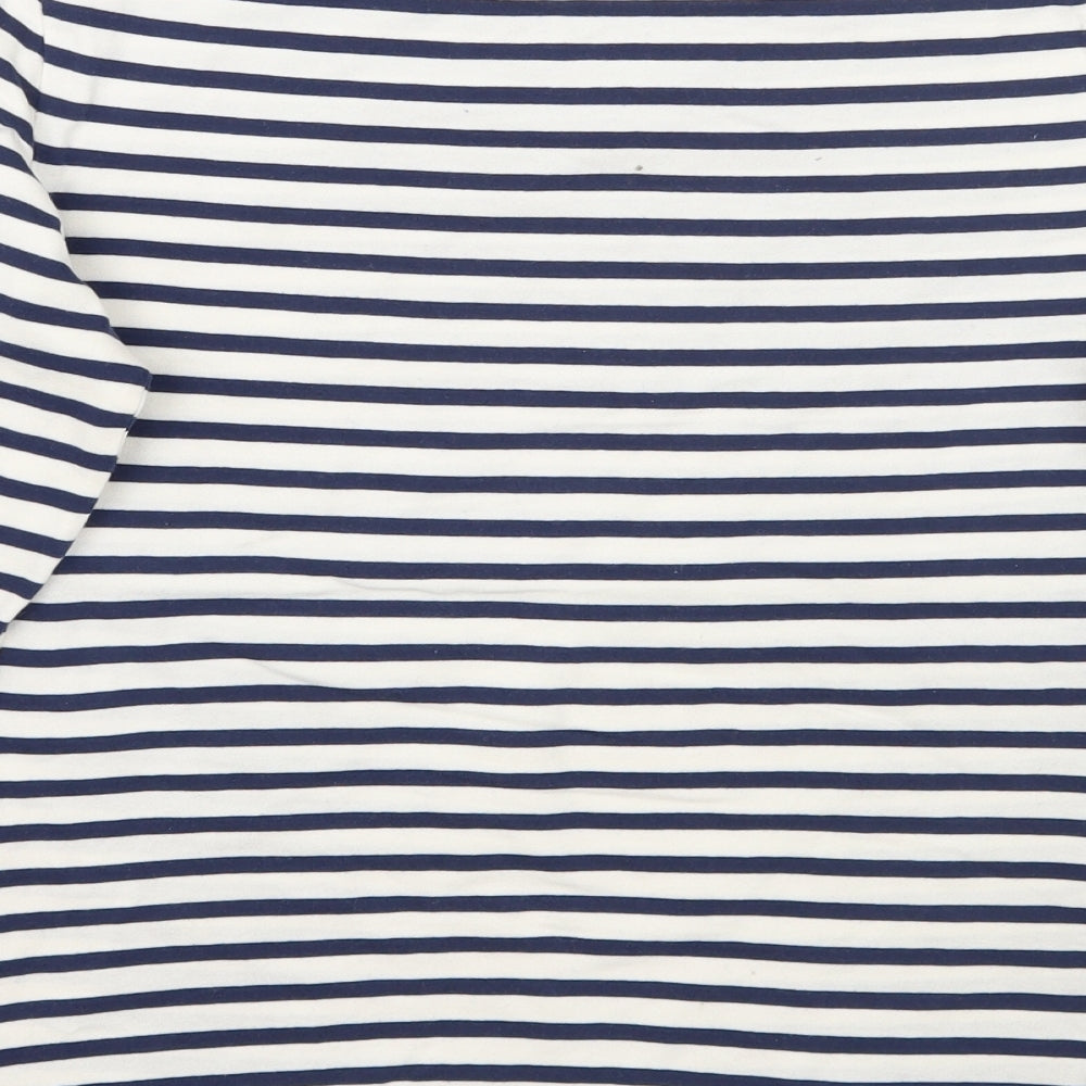 White Stuff Womens White Striped  Basic T-Shirt Size 10