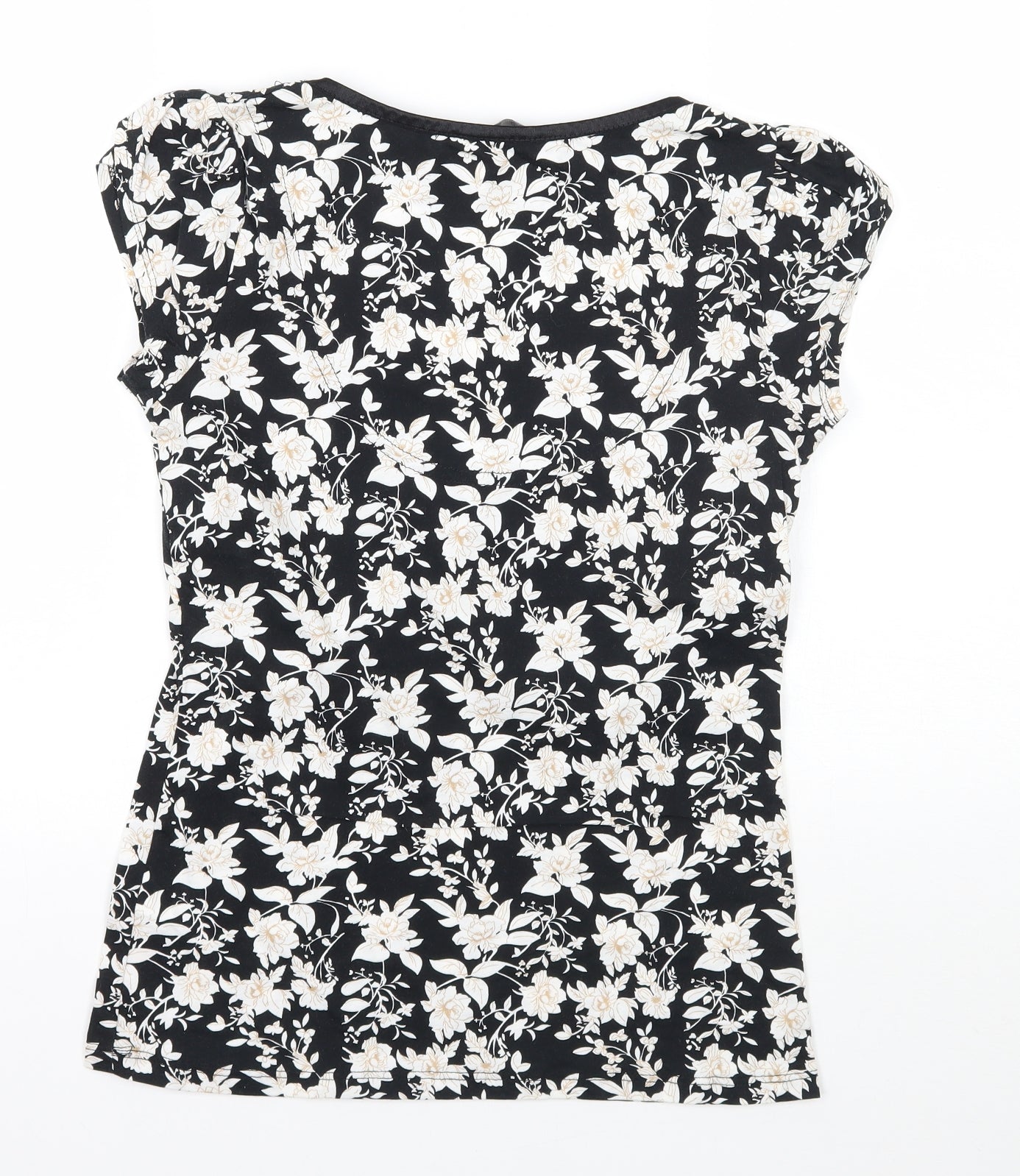 Dorothy Perkins Womens Black Floral  Basic T-Shirt Size 8