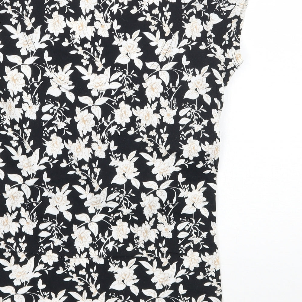 Dorothy Perkins Womens Black Floral  Basic T-Shirt Size 8