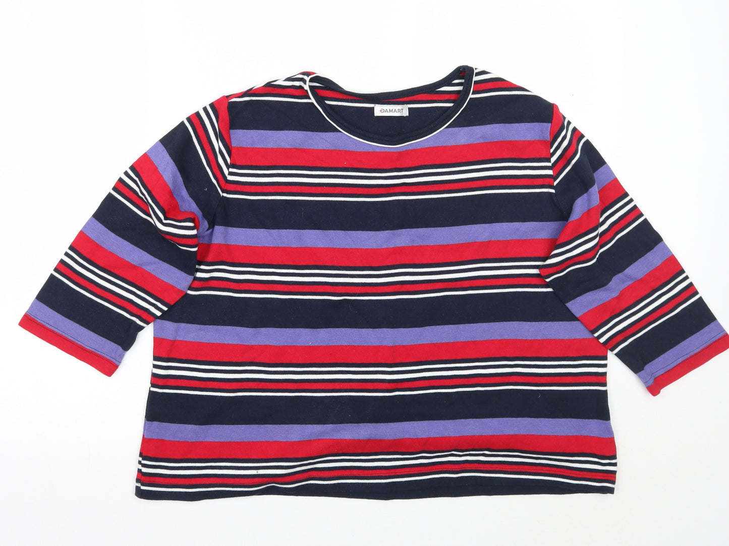 Damert Womens Blue Striped  Basic T-Shirt Size 18