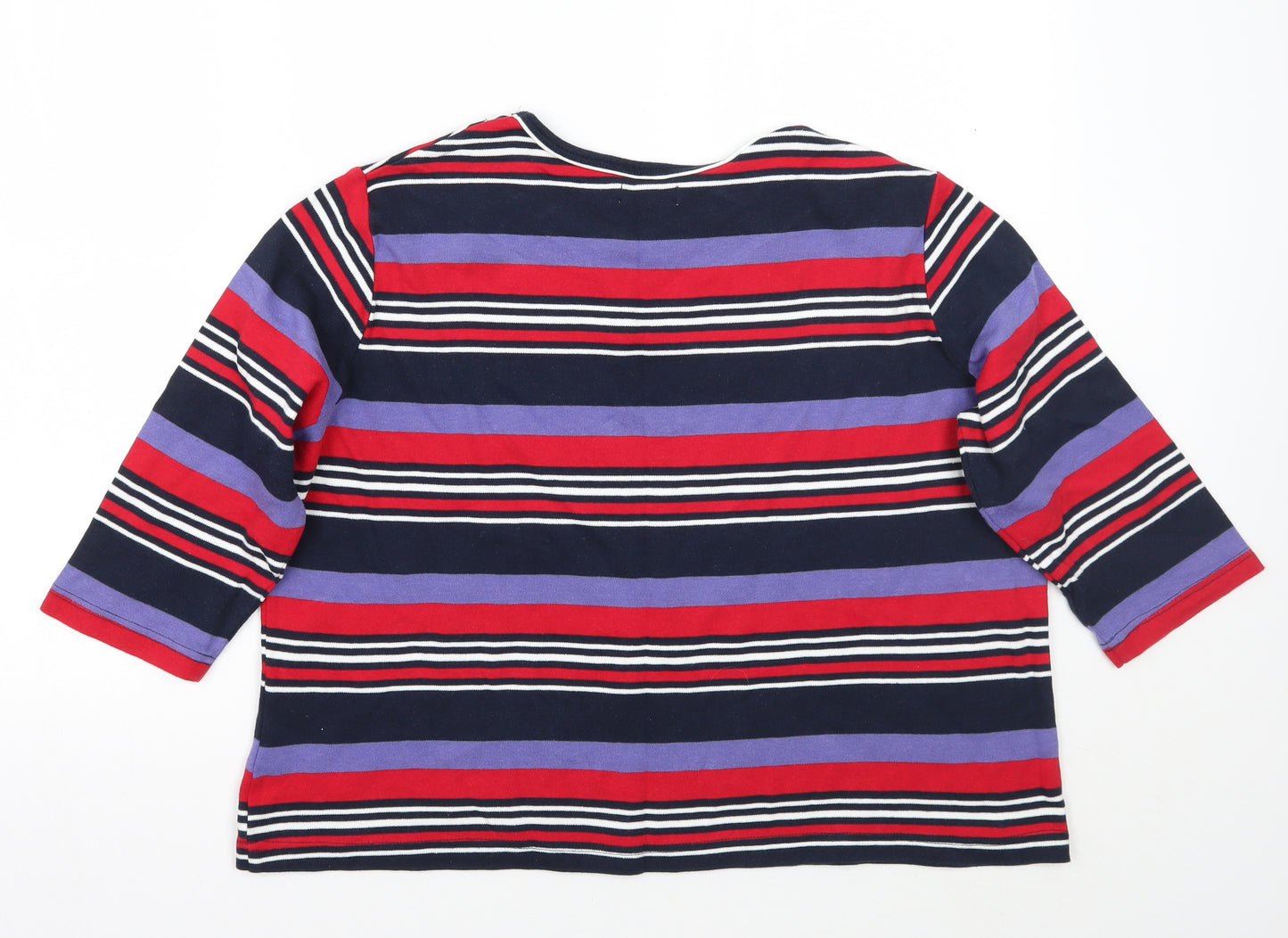 Damert Womens Blue Striped  Basic T-Shirt Size 18