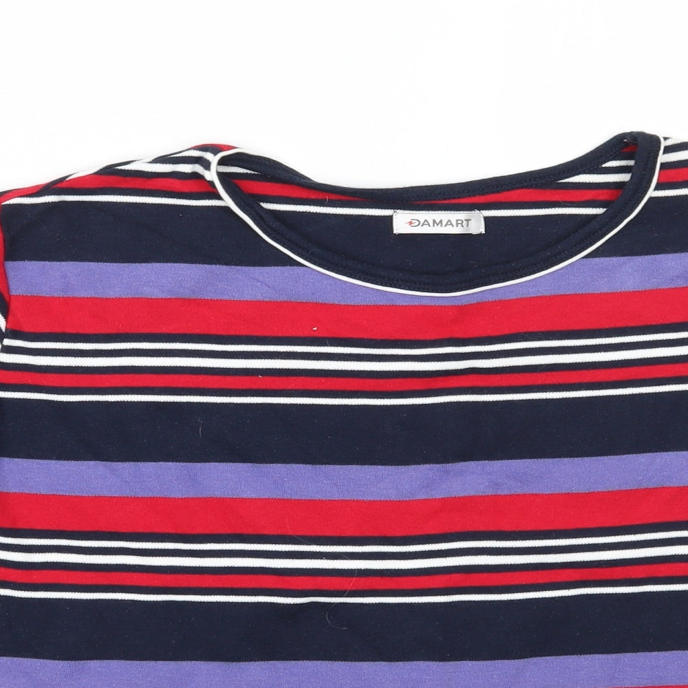 Damert Womens Blue Striped  Basic T-Shirt Size 18