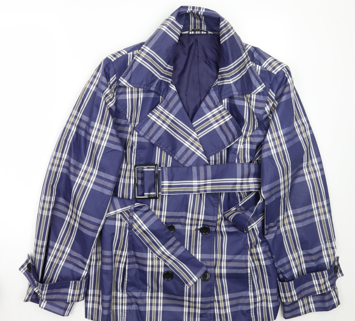 kaleiderscope Womens Blue Check  Jacket Coat Size 22