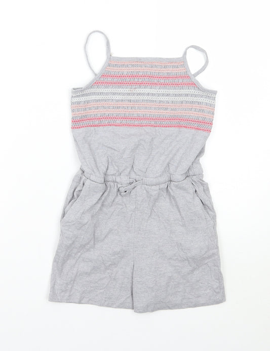 Nutmeg Girls Grey Geometric  Playsuit One-Piece Size 7-8 Years