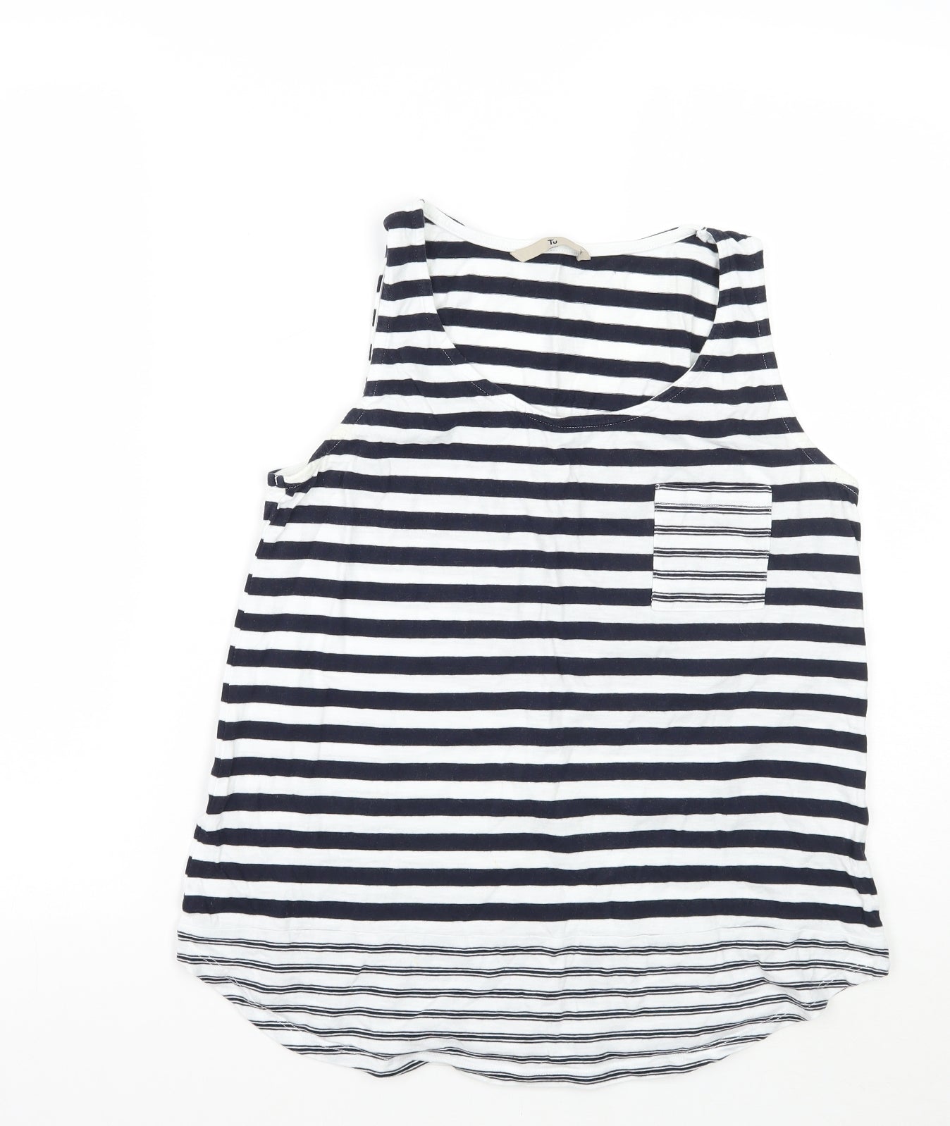 TU Womens White Striped  Basic Tank Size 12