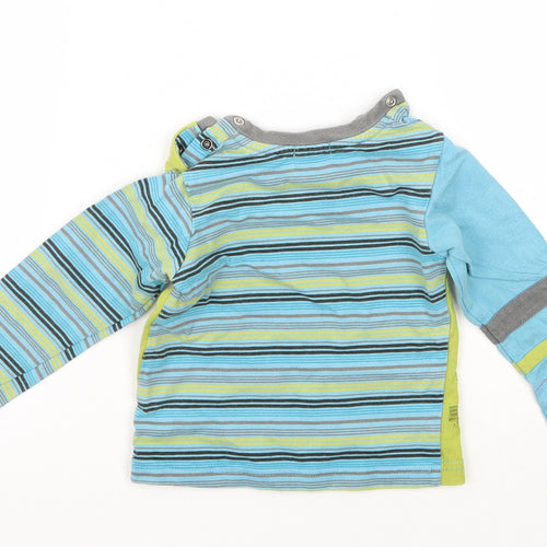Petit Lem Boys Green Striped  Basic T-Shirt Size 18-24 Months