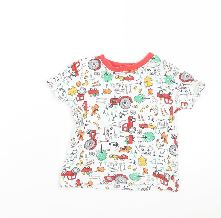 George Baby White Floral  Basic T-Shirt Size 9-12 Months