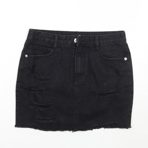 Missguided Womens Black  Rayon A-Line Skirt Size 10