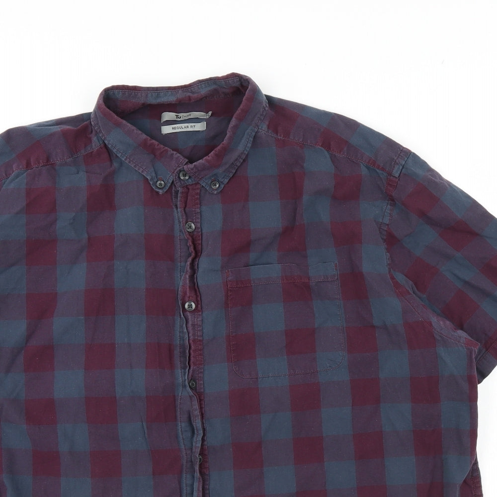 TU Mens Pink Check   Dress Shirt Size 2XL