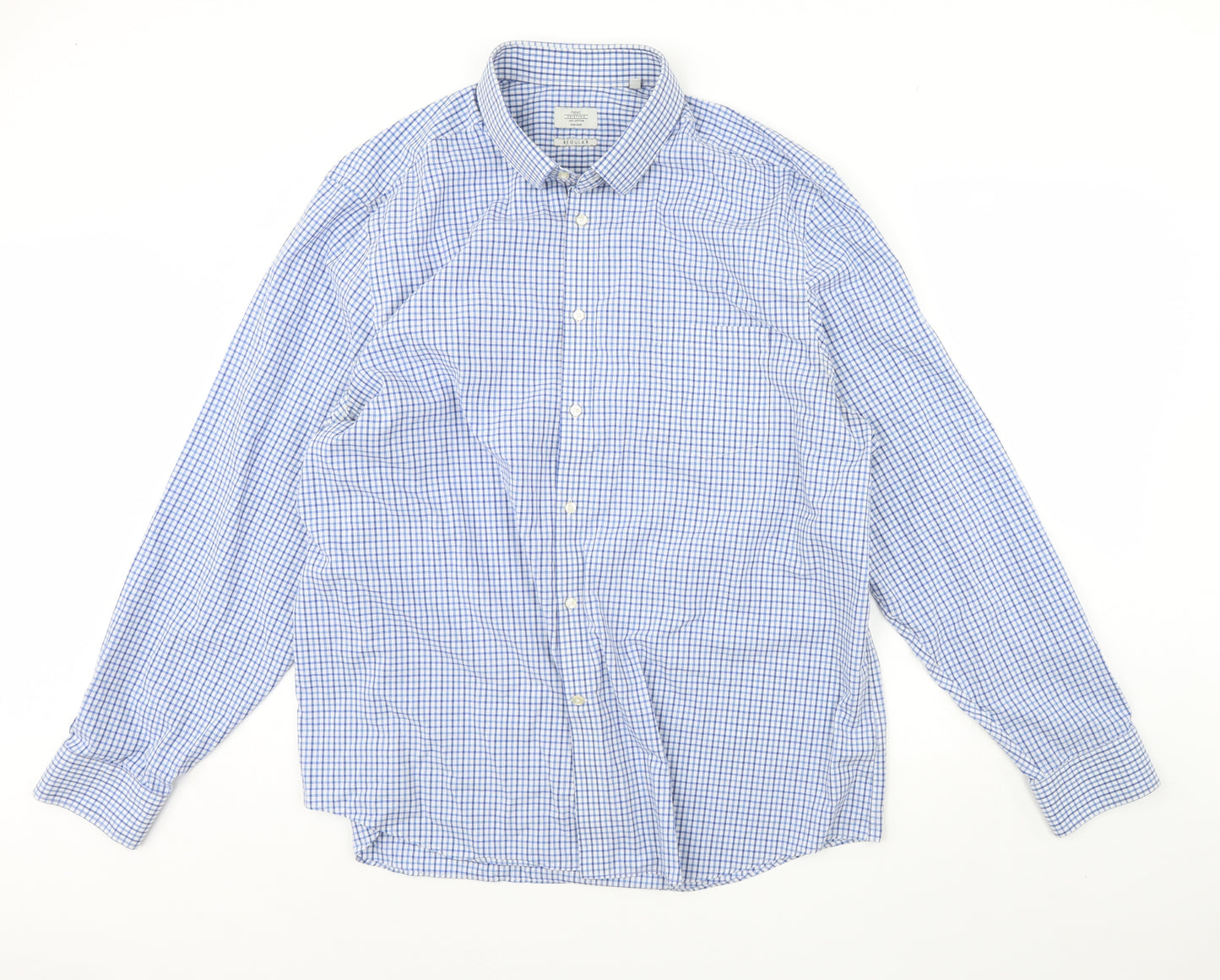 NEXT Mens Blue Check   Dress Shirt Size 19