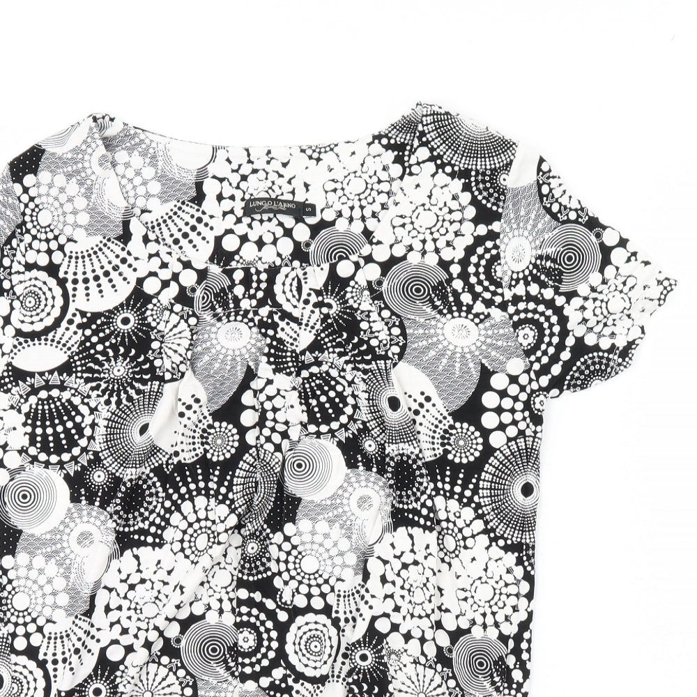 Lungo L'arno Womens Black Geometric  Basic Blouse Size S